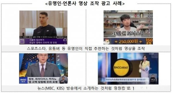 [온라인 도박광고 경보] 유명인·뉴스 추천 사칭…딥페이크 조작 광고 주의